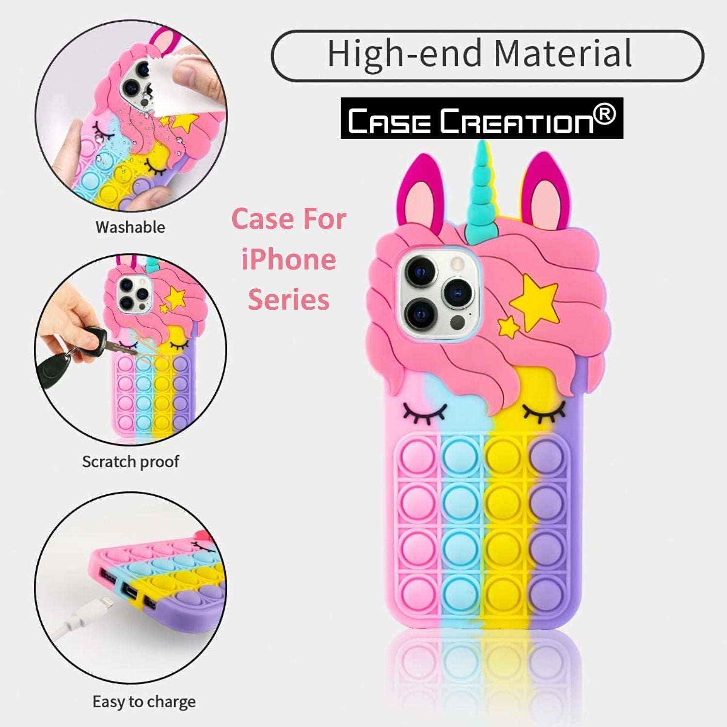 Push Pop Unicorn Bubble Fidget Toys Game Stress Relief case